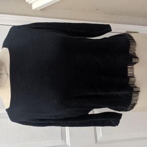 Clio petites black silk/cotton sweater with beaded hem